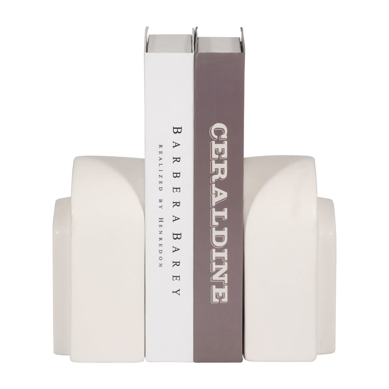 CER, S/2 7 ARCH BOOKENDS, WHITE