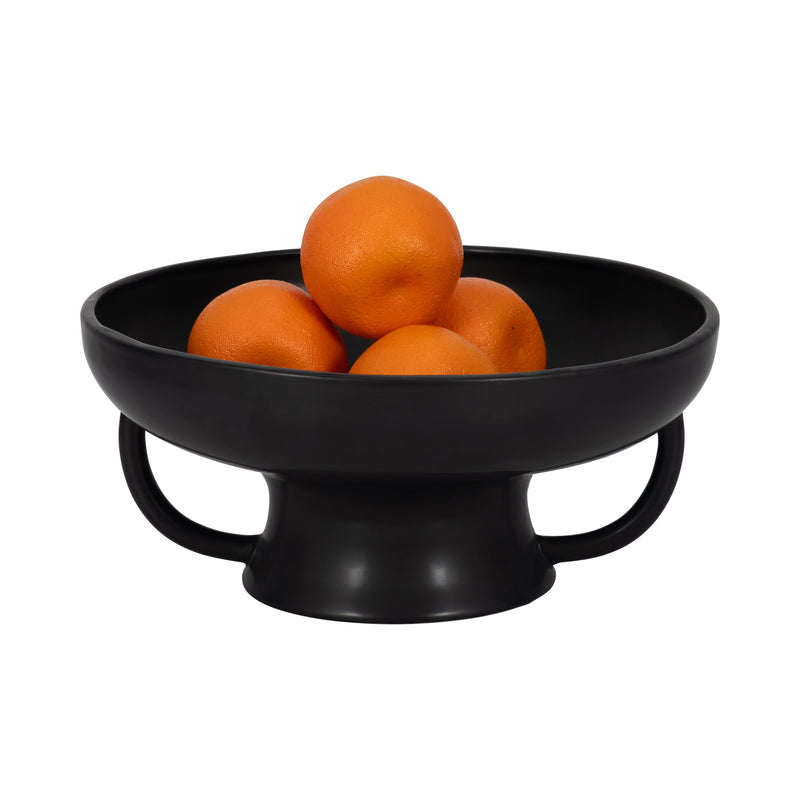 CER, 12 BOWL W HANDLES ON STAND, BLACK