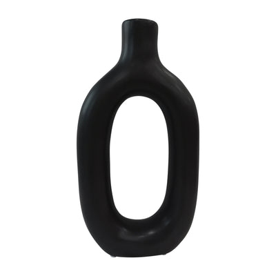 CER, 9 TEXTURED CUT-OUT VASE, BLACK