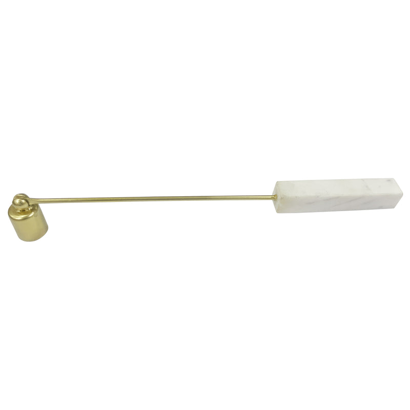 MARBLE, 12 ROUND CANDLE SNUFFER, GOLD/WHITE