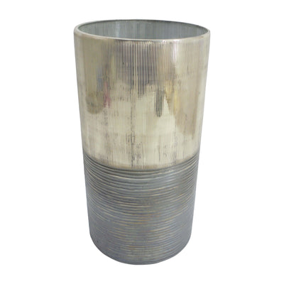 GLASS, 13 METALLIC 2-TONE VASE, SILVER