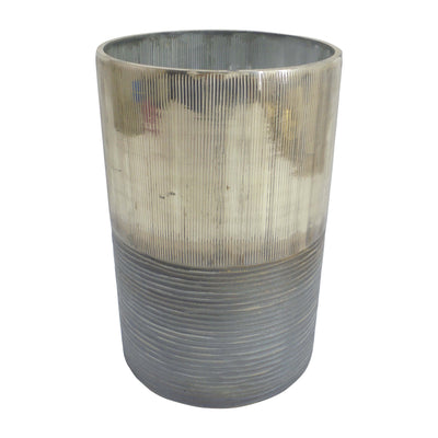 GLASS, 9 METALLIC 2-TONE VASE, SILVER