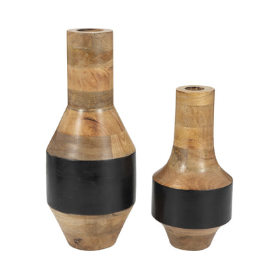 MANGO WOOD, 11 2-TONE VASE, BROWN/BLACK