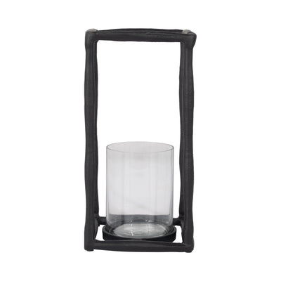 METAL, 12 OPEN SQUARE HURRICANE HOLDER, BLACK