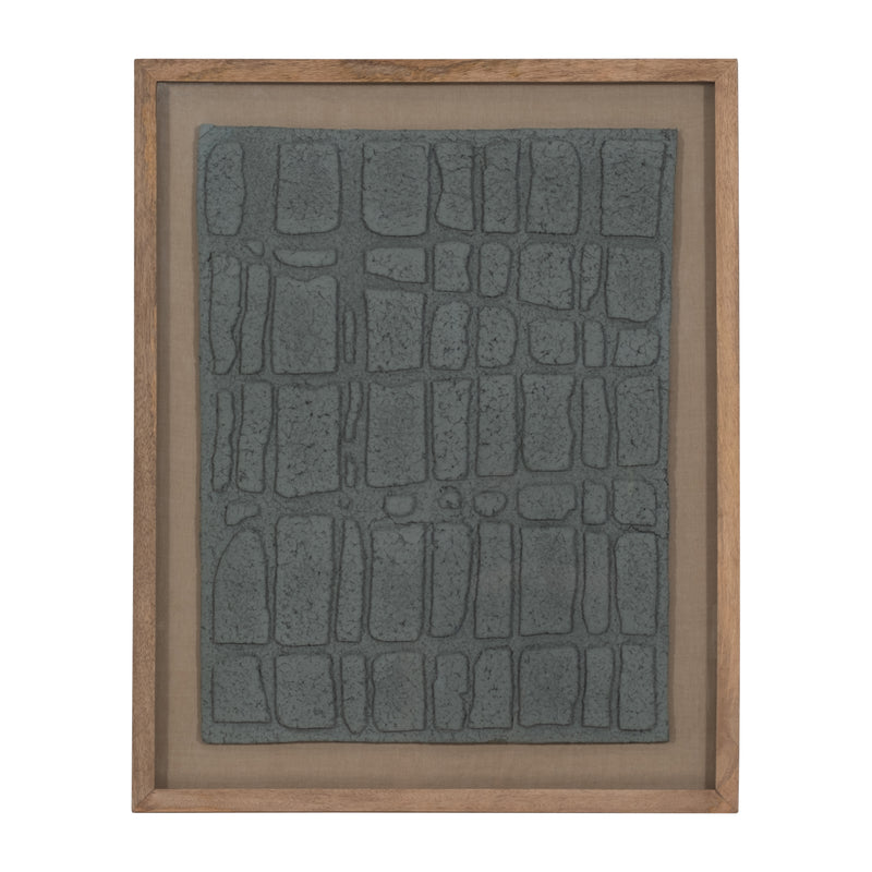 28X35 PAPER MACHE WALL ART FRAMED GLASS, DK GRAY