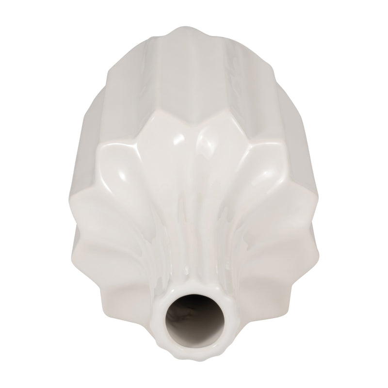 CER, 16 FLUTED VASE, WHITE