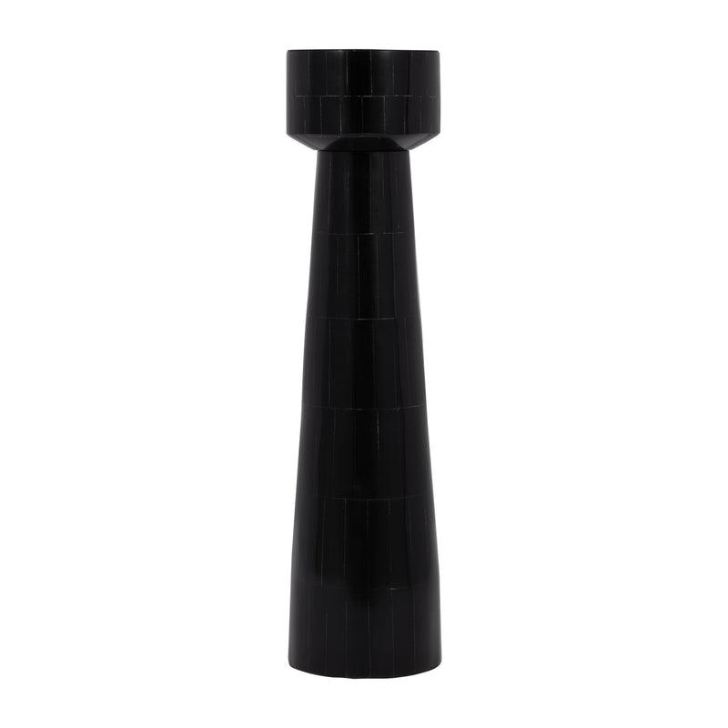 RESIN, 15 PILLAR CANDLEHOLDER, BLACK