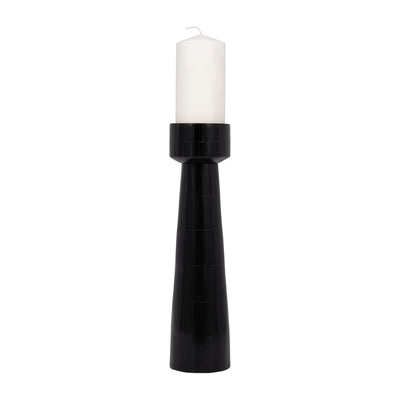 RESIN, 15 PILLAR CANDLEHOLDER, BLACK