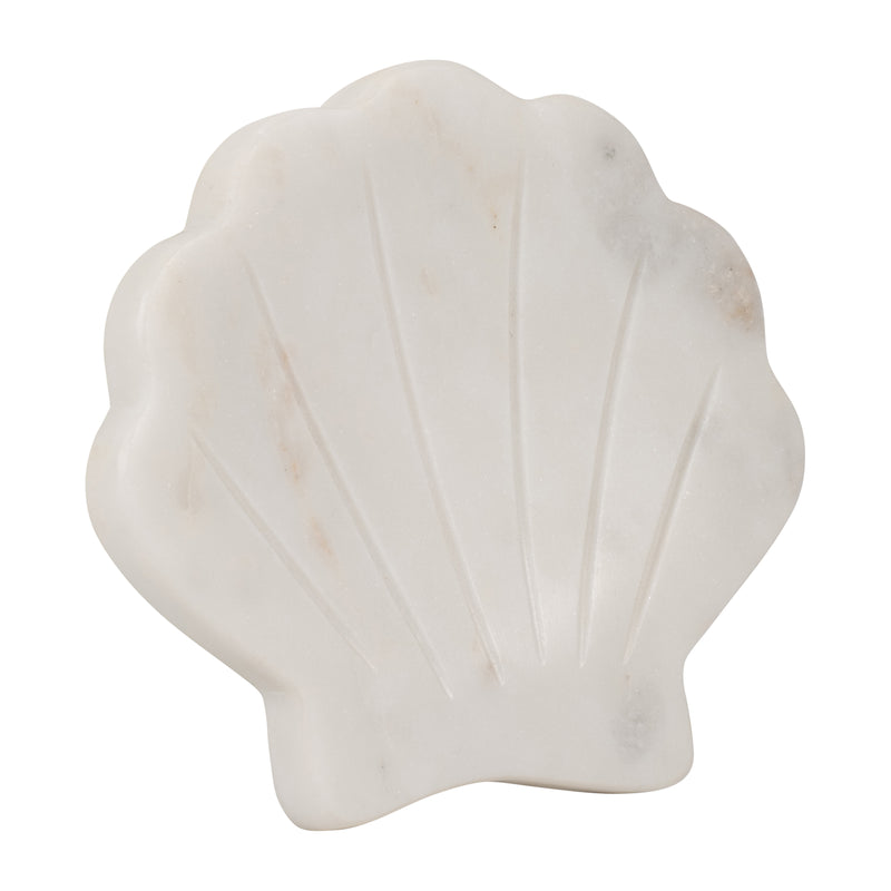 MARBLE, 5 SHELL TRINKET DISH, WHITE