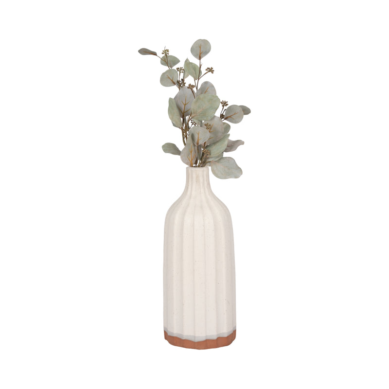 CLAY, 16 FLAT RIBBED BOTTLE VASE EXPOSED BOTTOM,