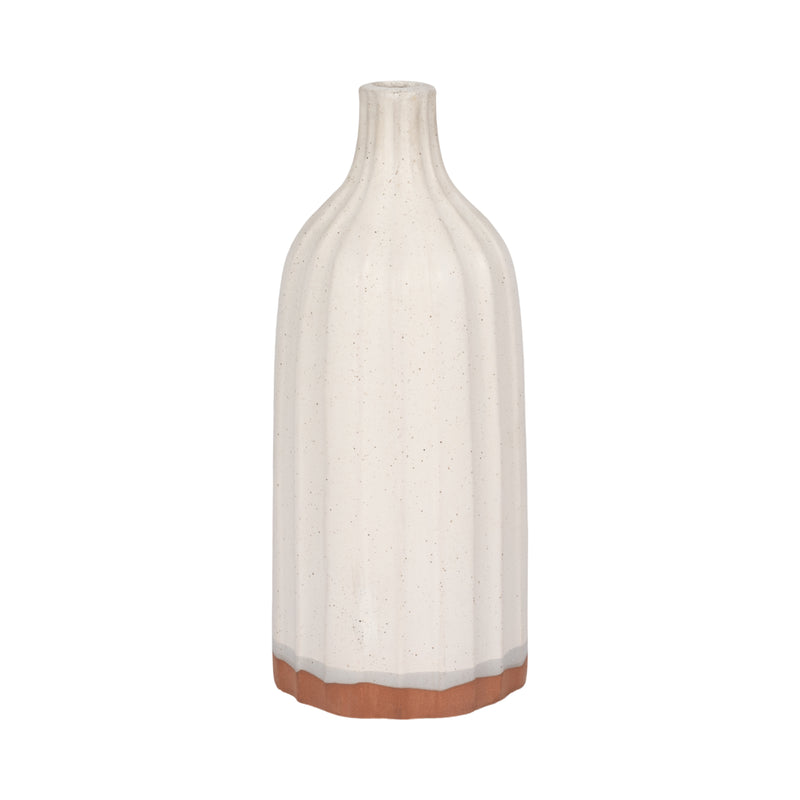 CLAY, 16 FLAT RIBBED BOTTLE VASE EXPOSED BOTTOM,