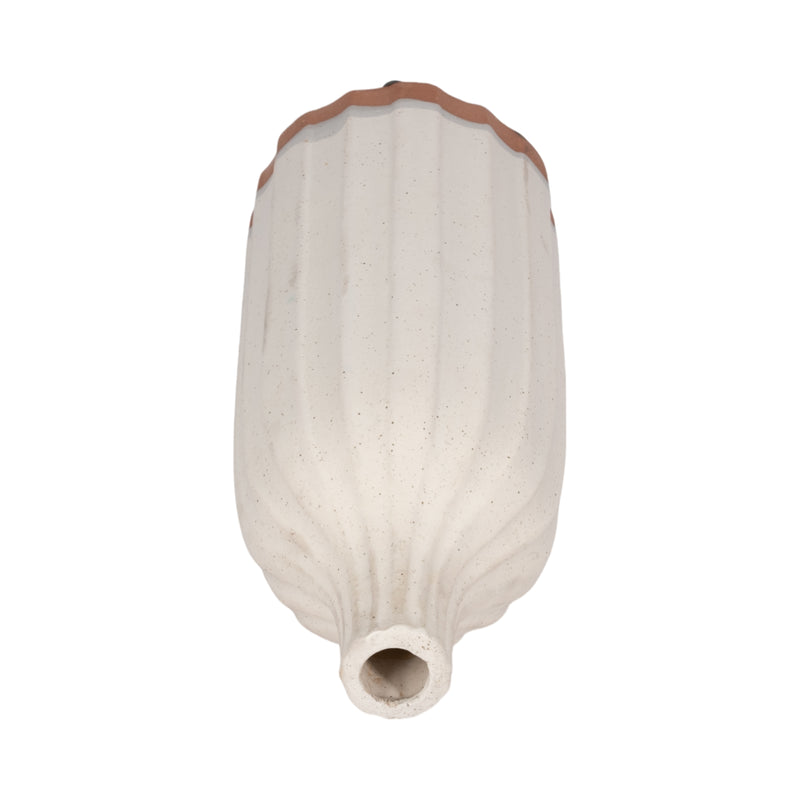 CLAY, 16 FLAT RIBBED BOTTLE VASE EXPOSED BOTTOM,