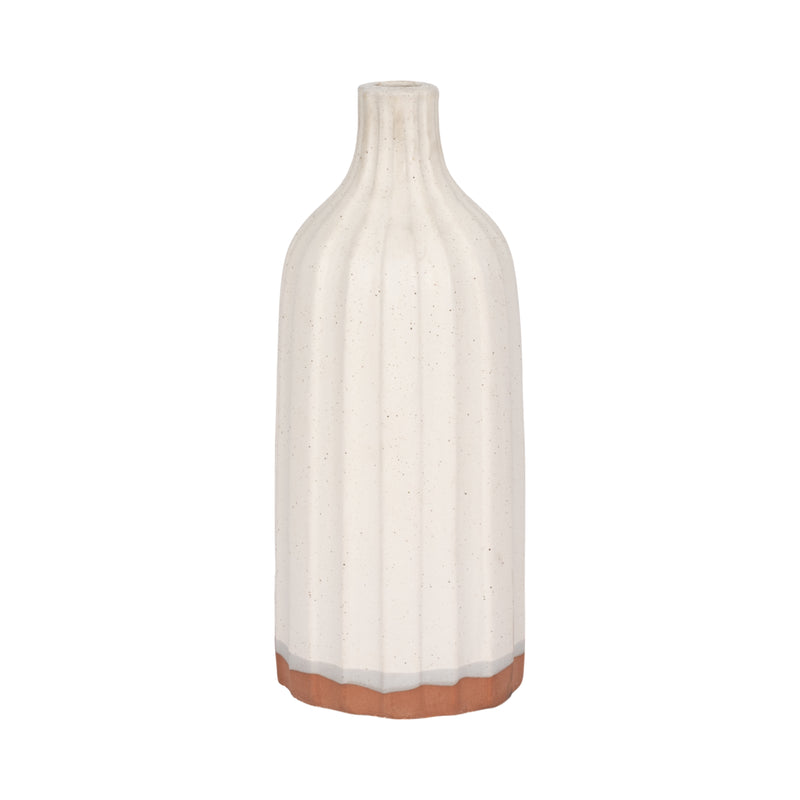 CLAY, 16 FLAT RIBBED BOTTLE VASE EXPOSED BOTTOM,