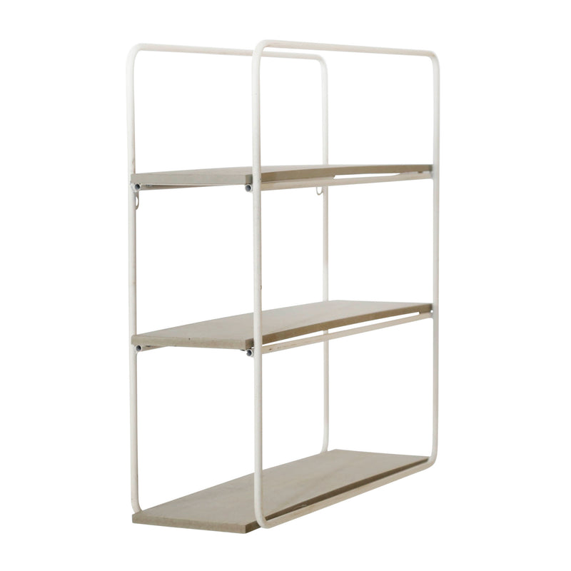 METAL/WOOD 3 TIER WALL SHELF, GRAY/WHITE