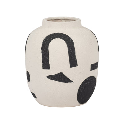 CER, 6 FUNKY BULBOUS VASE, IVORY/BLACK