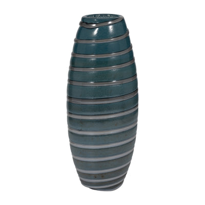 15 Santiago Striped Blue Glass Vase