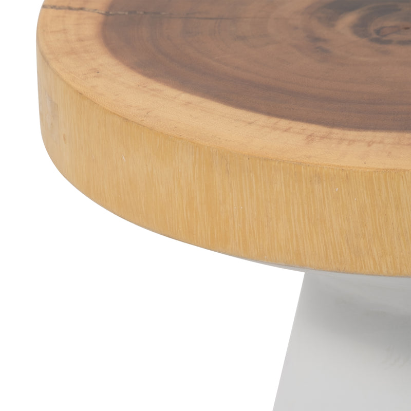 Wood, 16 Accent Table With White Base, Natural/wh