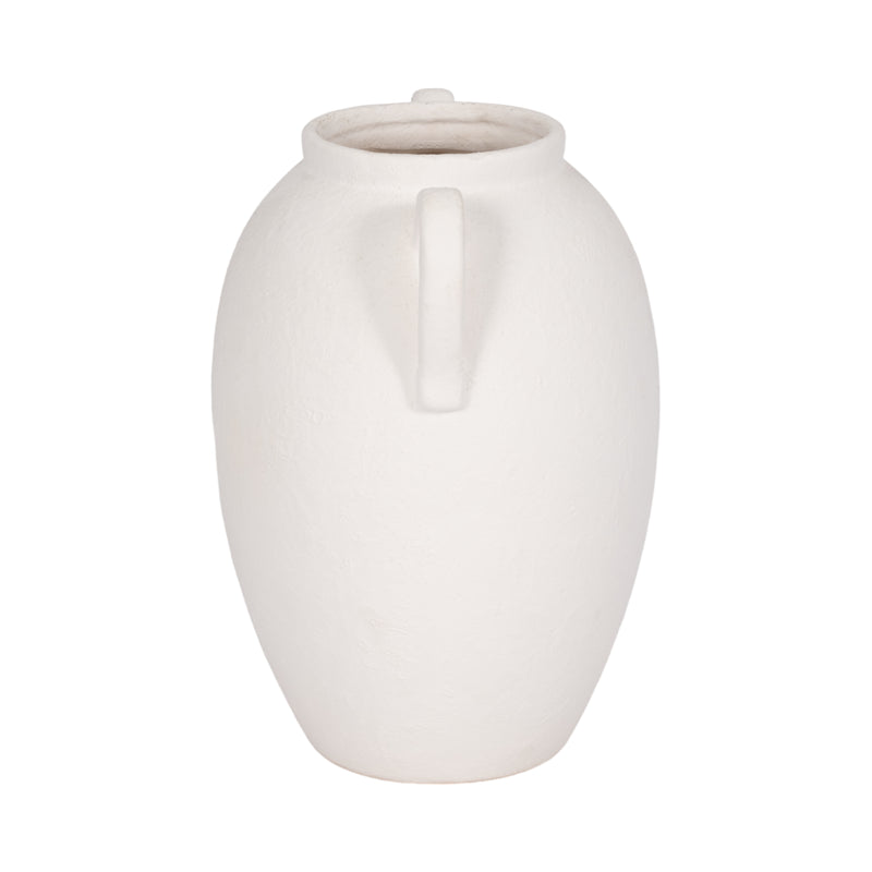 CER, 10 TEXTURED JUG W/ HANDLES, WHITE