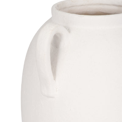 CER, 10 TEXTURED JUG W/ HANDLES, WHITE