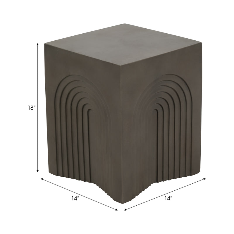 Concrete, 18 Arches In Square Accent Table, Dark