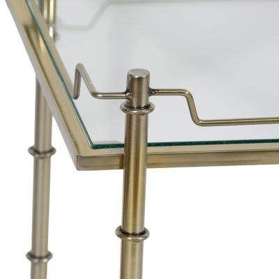 TWO TIER 30H ROLLING BAR CART, GOLD