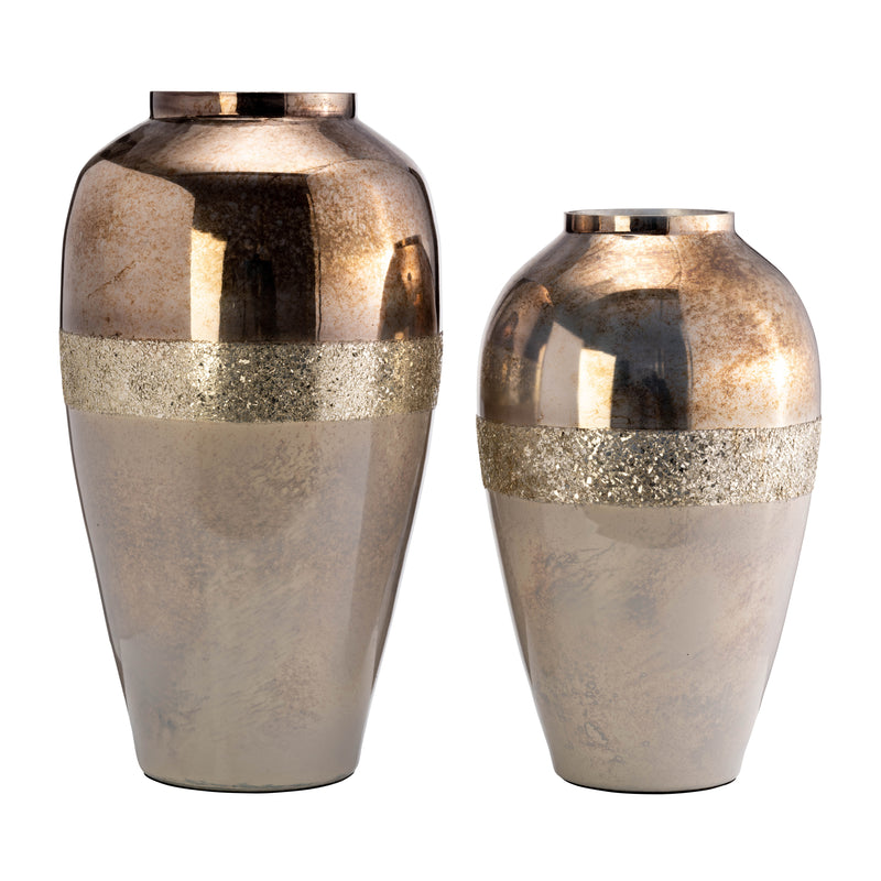 GLASS, 20 METALLIC VASE, CHAMPAGNE