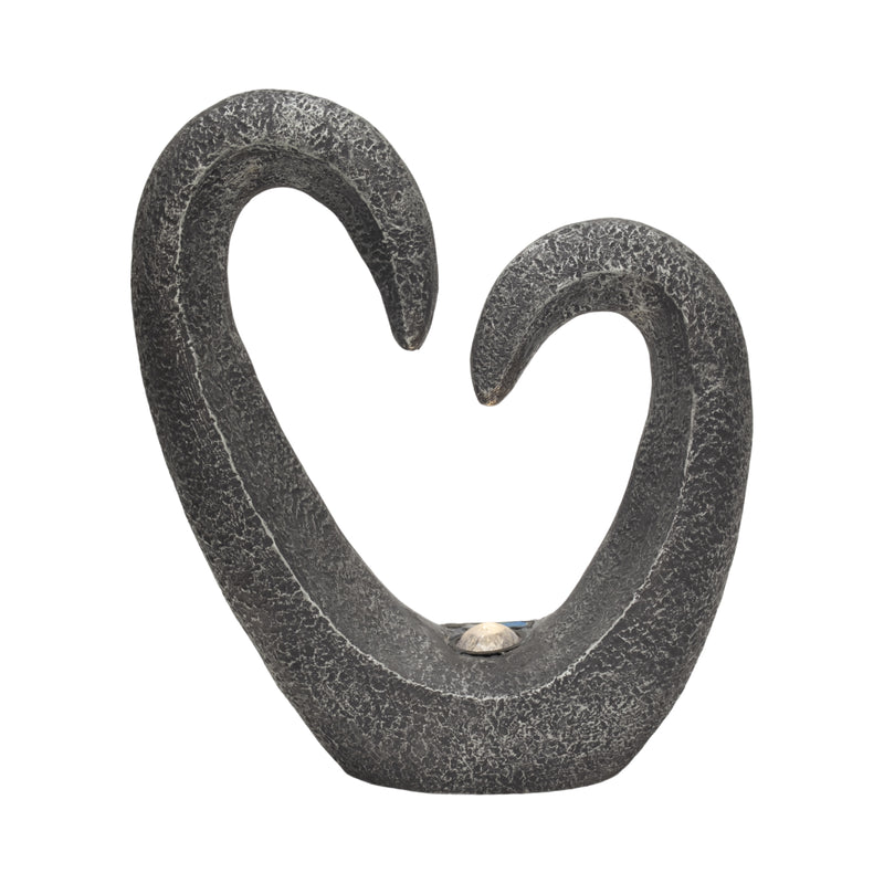 19 Heart Statue With Solar, Dark Grey