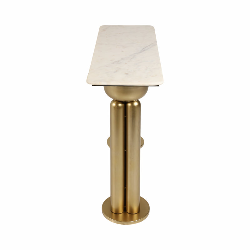 Metal, 42 Marble Top Console, Gold/white