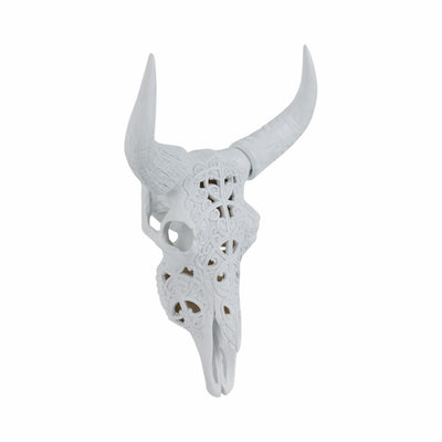 Carved White Bull Skull 17.75 Kd