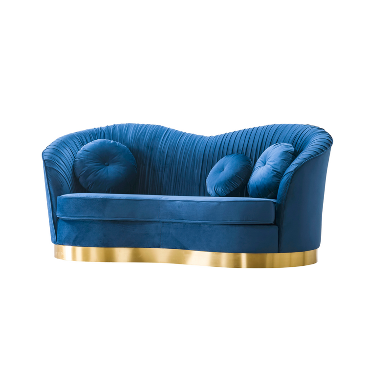 Aime Navy Velvet 2 Seater Loveseat