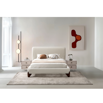 Aurora White Upholstered Bed