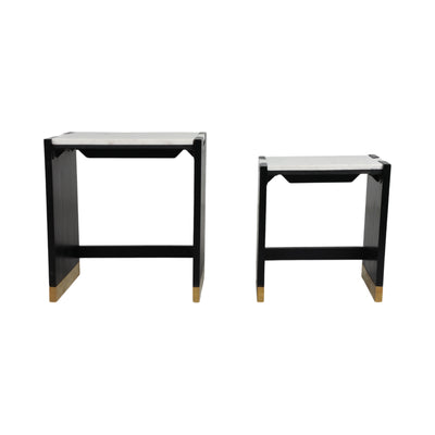 S/2 20/24WALKER ACACIA WD ACCENT TABLES,BLK/2BXS