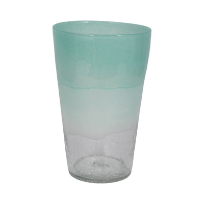 14 Fluted Glass Vase, Aqua Haze