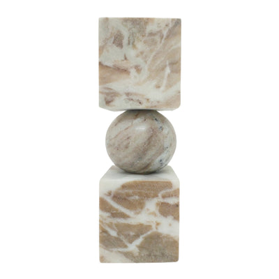 9x3 Chunky Marble Taper Holder, Tan Multi