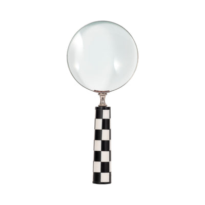 4 Checkerboard Handle Magnifying Glass, Black/whi