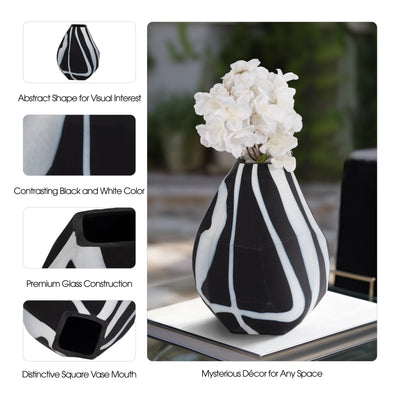 Glass, 10 Abstract Contemporary Vase, Black