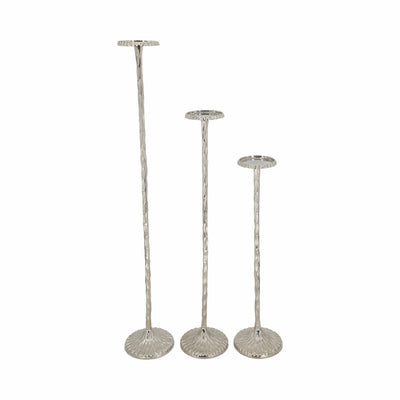 S/3 26/32/40 Crestin Silver Tall Candleholders Kd