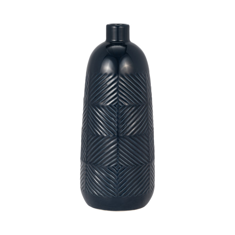 CER, 15 TEXTURED LINES VASE, NAVY