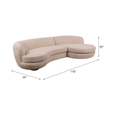 118 Raf Chaise Sofa, Blush 2 Bx