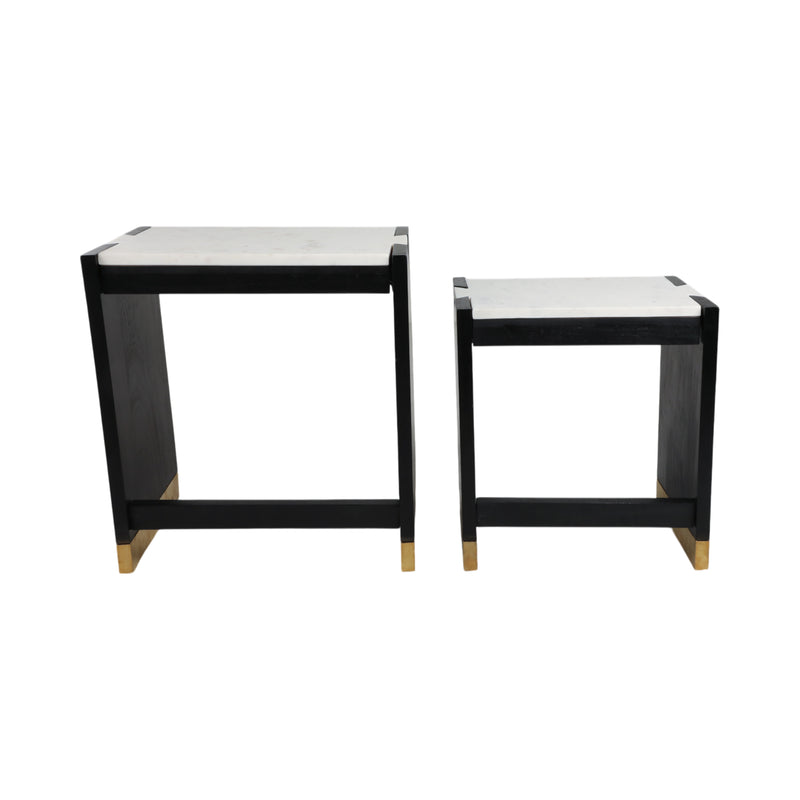 S/2 20/24WALKER ACACIA WD ACCENT TABLES,BLK/2BXS