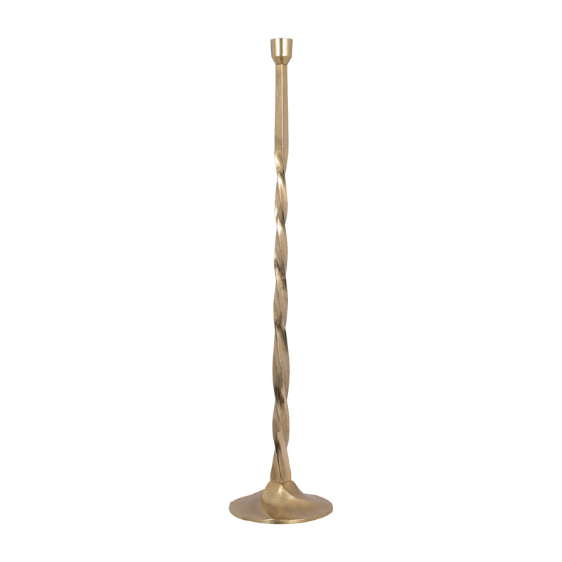 METAL, 36 TWISTED FLOOR TAPER CANDLEHOLDER, GOLD