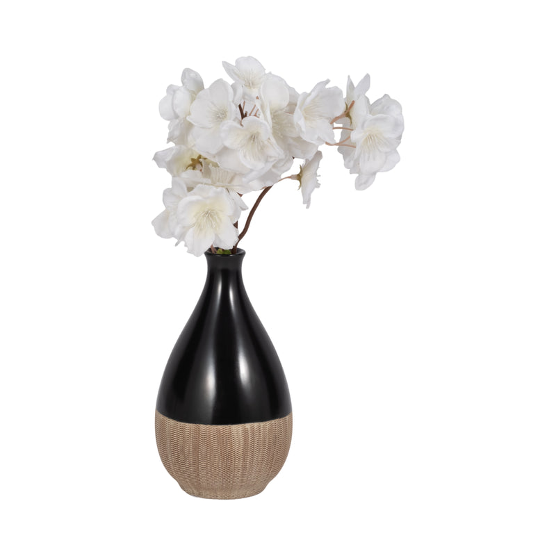 CER, 7H 2-TONE TEARDROP VASE, CREME/BLK