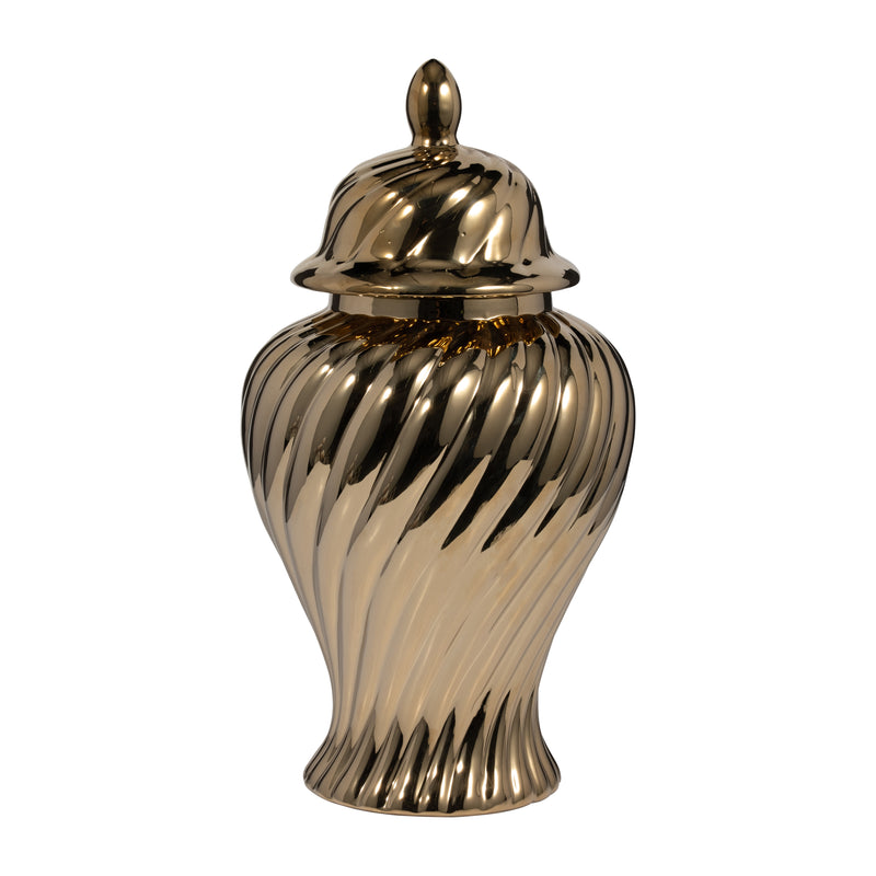 Cer, 20 Swirl Temple Jar, Gold