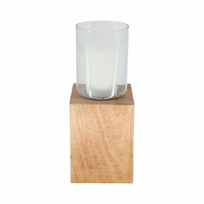 WOOD, 15 SQUARE BASE PILLAR HURRICANE, NATURAL