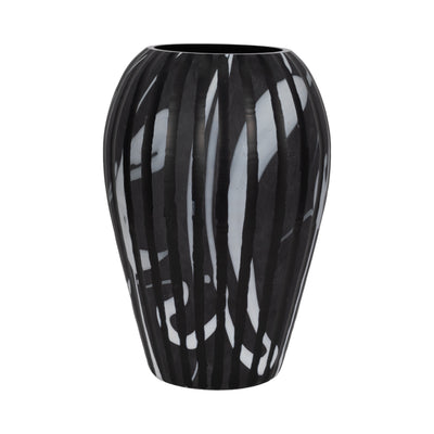 19 MINERVA LARGE BLACK AND WHITE GLASS VASE