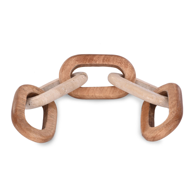 22x4 Travertine & Wood 5-link Chain, Tan