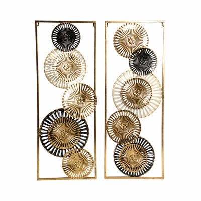 S/2 32 Pierced Disc Metal Wall Panels, Gold Multi