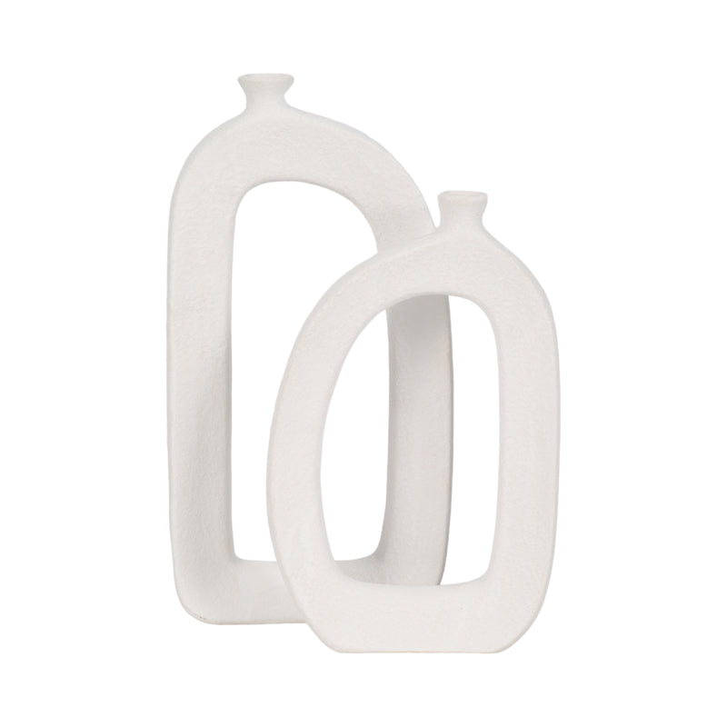 14 Open Cut-out Rough Vase, White