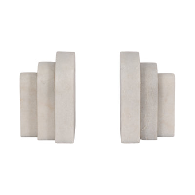 MARBLE, S/2 6, LAYERED ARCHES BOOKENDS,WHITE