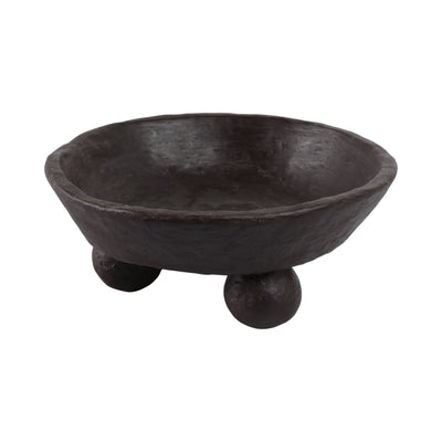 12x12 Paper Mache Knobby Footed Bowl, Black